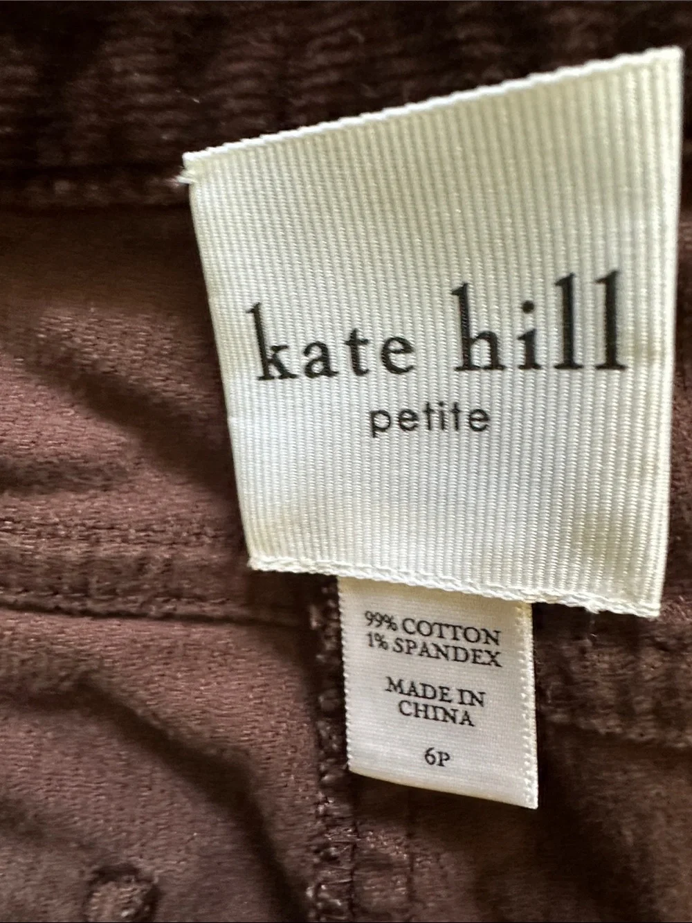 Kate Hill Trio Straight-Leg Corduroy Pants in Brown, Orange & Tan